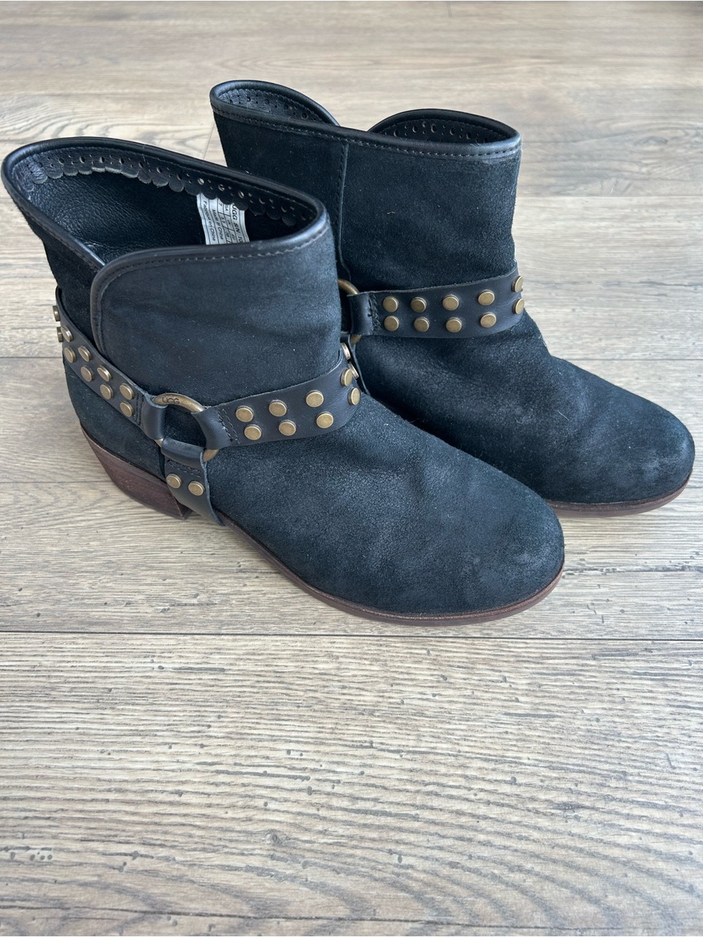 UGG Black Suede Studded Harness Booties
